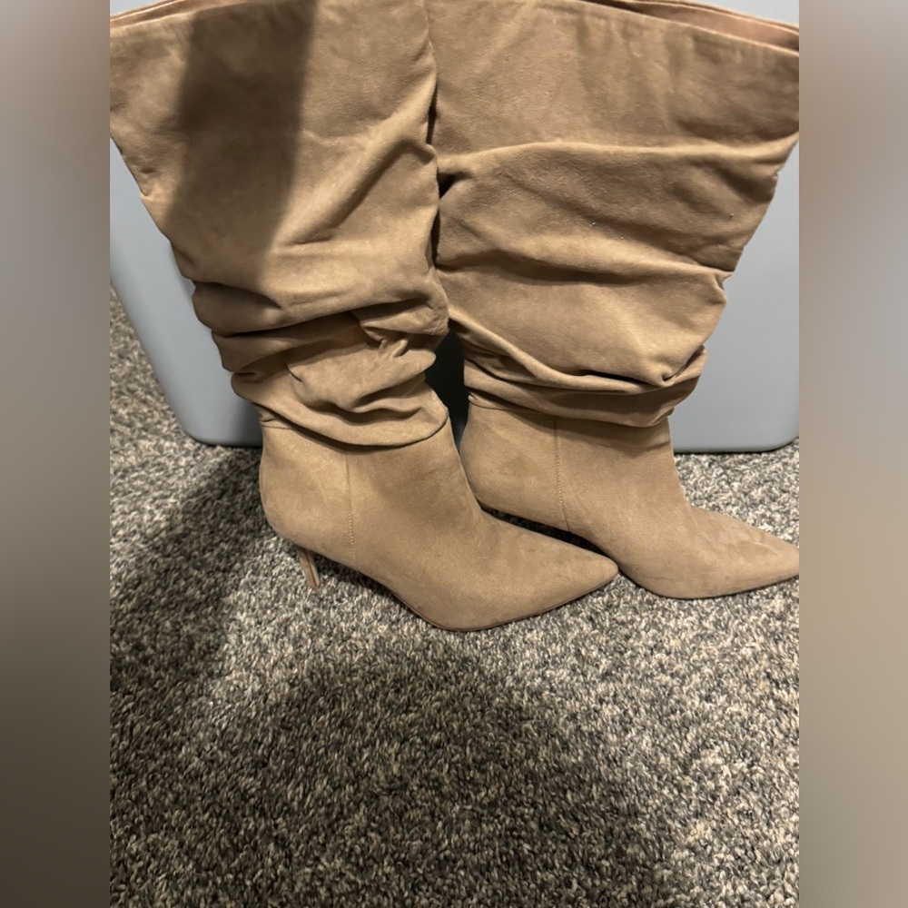 Women's Suede Tan Slouch Boots